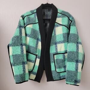 New Current Air Reversible Aqua Green Ribbed Shawl Collar Jacket Size Medium